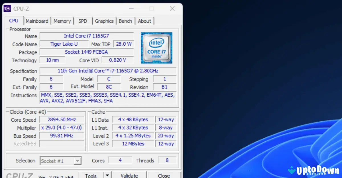 CPU-Z Download (2025 Latest) screenshot 1