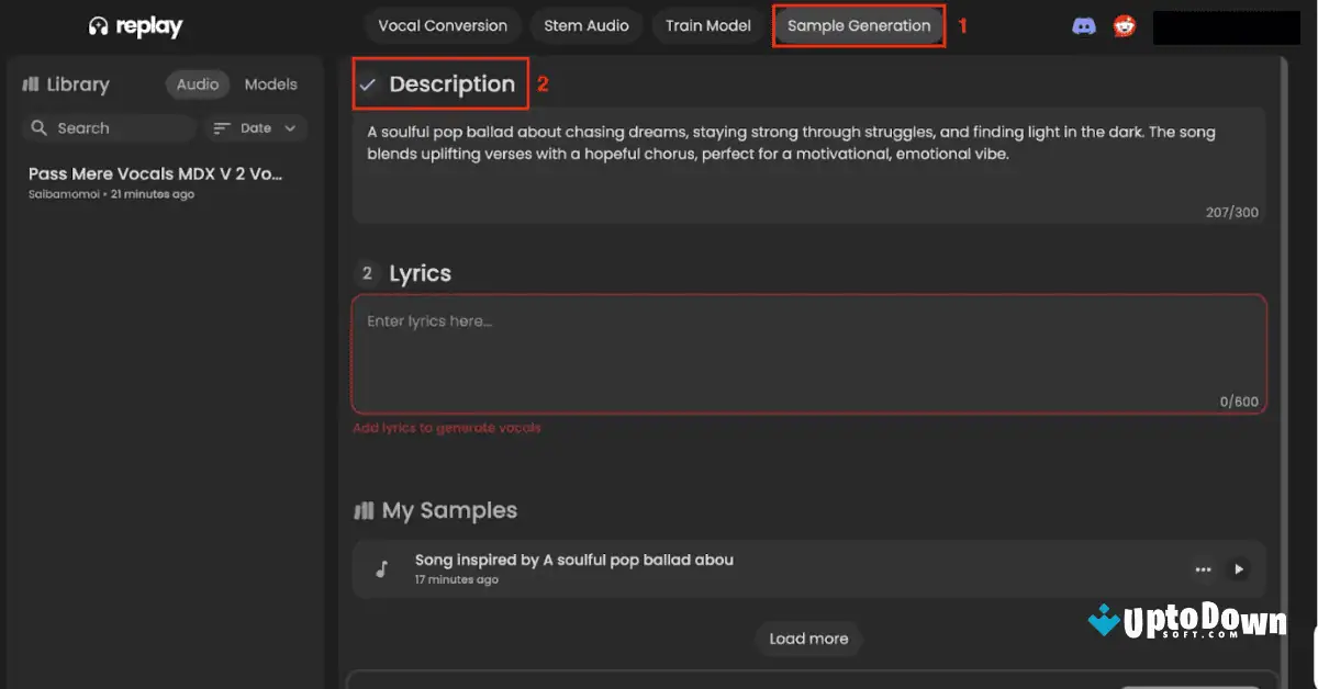 Replay AI Music Studio for Mac Uptodown 2026 screenshot 3