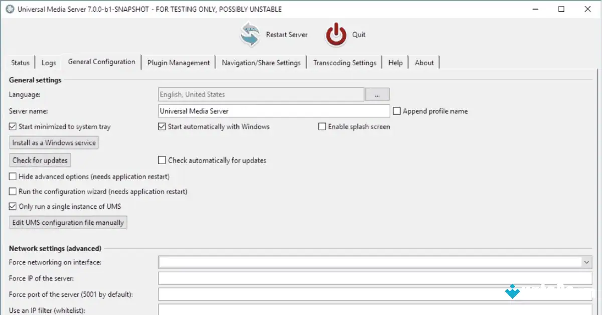 Universal Media Server Uptodown 2026 screenshot 1